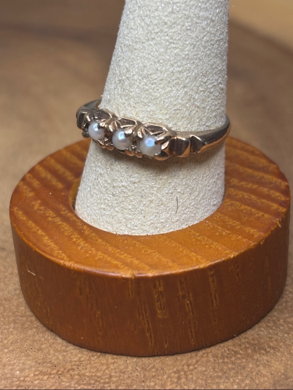 Vintage 10K Gold Seed Pearl Ring Lido Delicate Thin Band